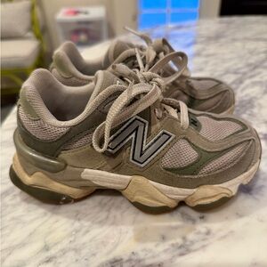 New Balance Kids' Olive and Cream Sneakers